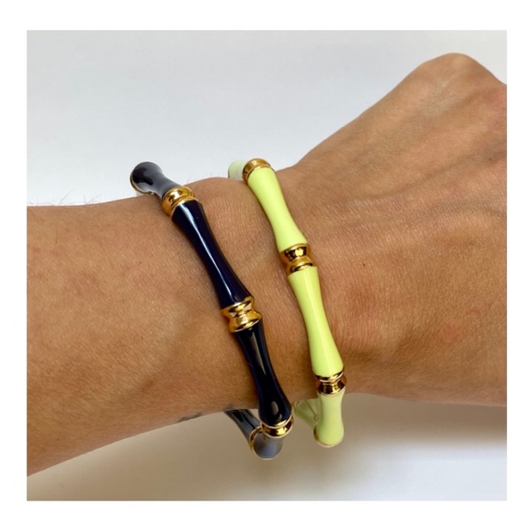 Pair of Enamelled Bamboo Bangle Bracelets - Picture 4 of 4